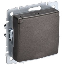 BRITE Розетка 1-местная с заземлением с защитными шторками и крышкой 16А IP20 РСбш10-3-БрТБ темная бронза IEK