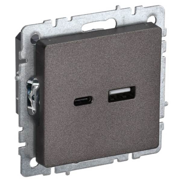 BRITE Розетка USB A+C 18Вт РЮ11-1-БрТБ темная бронза IEK