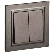BRITE Выключатель 2-клавишный 10А в сборе ВСР10-2-0-БрТБ темная бронза IEK