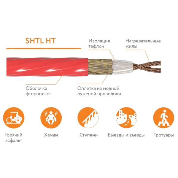 Кабель нагревательный SHTL-HT 0,06 Ом/м