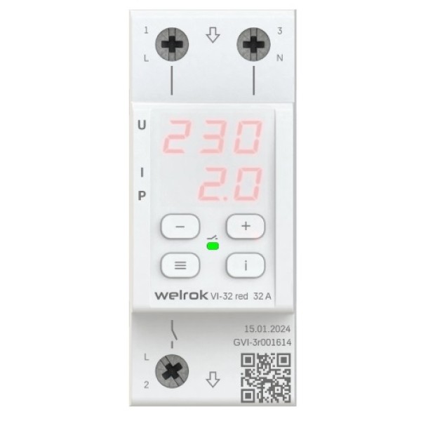 Реле напряжение с контролем тока Welrok VI-32 Red