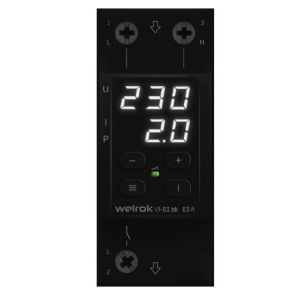 Реле напряжение с контролем тока Welrok VI-63 bk