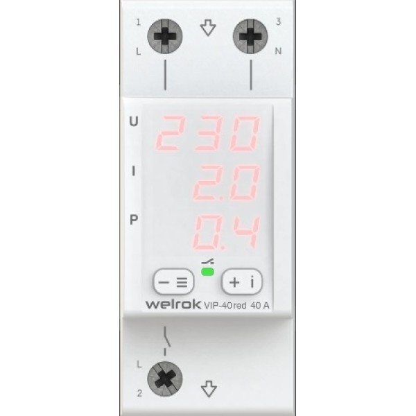 Реле напряжение с контролем тока Welrok VIP-40 Red