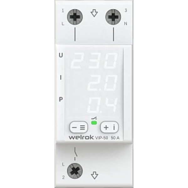 Реле напряжение с контролем тока Welrok VIP-50