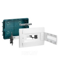 Щиток встраиваемый Practibox 12М, IP40, белая дверь с прозр. окошком, с клеммами N+PE
