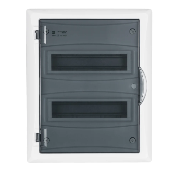 Щит навесной ECO BOX 2x12M, N/PE 3x 6x16+3x10mm2, дымчатая пласт. дверь, белый RAL9003, 434x354x105mm, IP40