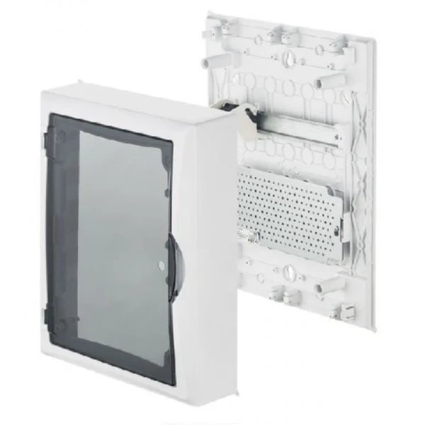 Щит навесной ECO BOX мультимед, TS35+1x МП перф.118x270mm, дымчатая пласт. дверь, белый RAL9003, 434x354x105mm