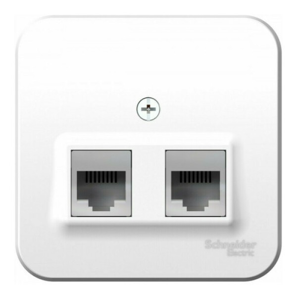 BLANCA О/У РОЗЕТКА двойная: комп.RJ45, кат.5E + телеф. RJ11, ИЗОЛ.ПЛ.,БЕЛЫЙ