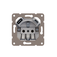 Механизм розетки Schuko 16А 250 В~ с зарядным устройством USB A+C, 5V/4A, мощность 20W, винты, серия DA