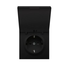 Накладка для розетки Schuko с крышкой, 16A 250 В~, матовый карбон, серия DA