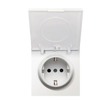 Накладка для розетки Schuko с крышкой, 16A 250 В~, матовый белый, серия DA
