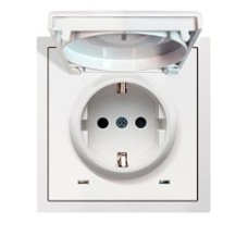 Накладка для розетки Schuko с заземлением, с крышкой, 16A 250 В~, белый, серия DA