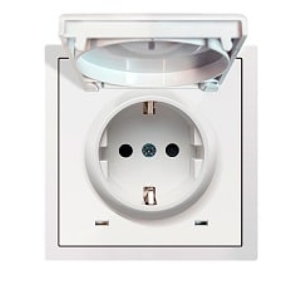 Накладка для розетки Schuko с заземлением, с крышкой, 16A 250 В~, белый, серия DA