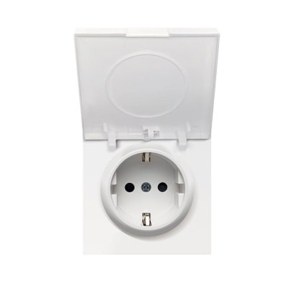 Накладка для розетки Schuko с крышкой, 16A 250 В~, белый, серия DA