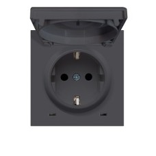Накладка для розетки Schuko с заземлением, с крышкой, 16A 250 В~, черный, серия DA