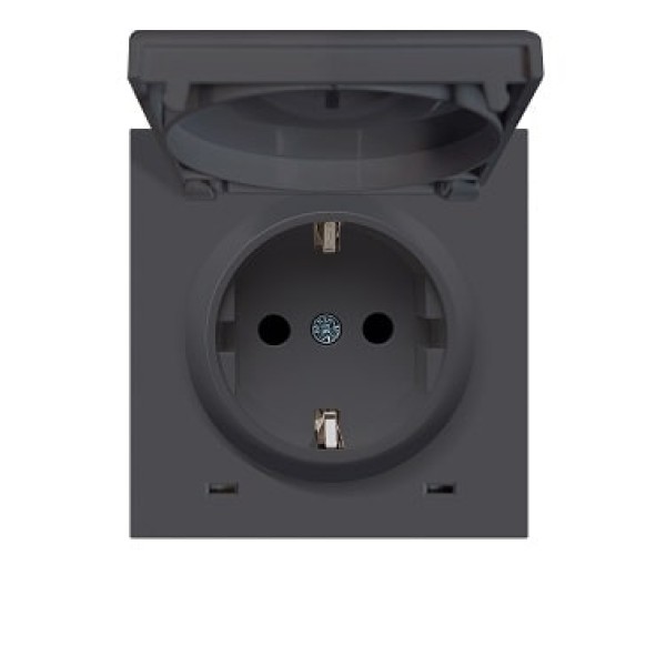 Накладка для розетки Schuko с заземлением, с крышкой, 16A 250 В~, черный, серия DA