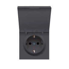 Накладка для розетки Schuko с крышкой, 16A 250 В~, черный, серия DA