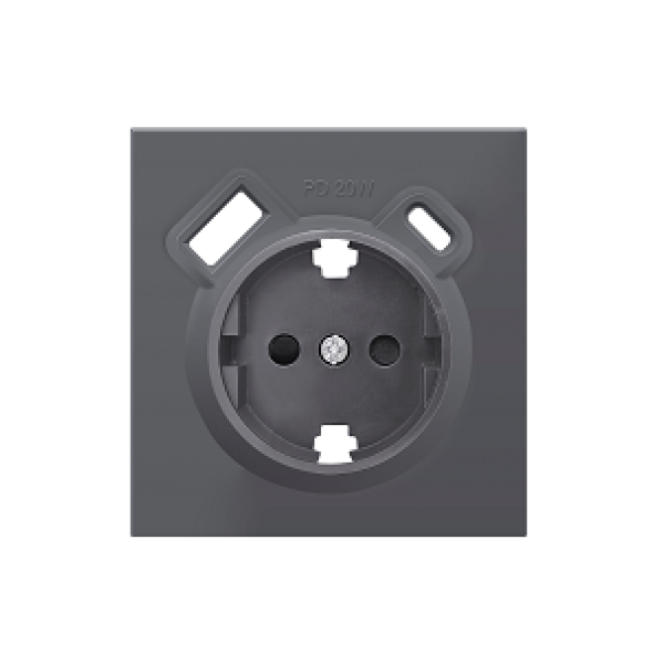 Накладка для розетки Schuko с зарядным устройством USB A+C, с защитными шторками, черный, серия DA