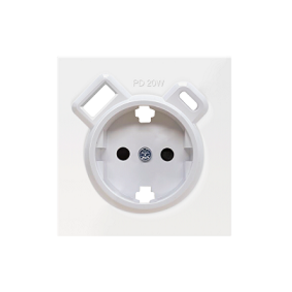 Накладка для розетки Schuko с зарядным устройством USB A+C, с защитными шторками, белый, серия DA