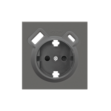 Накладка для розетки Schuko с зарядным устройством USB A+C, с защитными шторками, матовый шоколад, серия DA