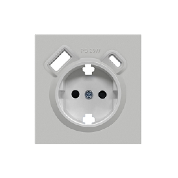 Накладка для розетки Schuko с зарядным устройством USB A+C, с защитными шторками, матовый серый, серия DA