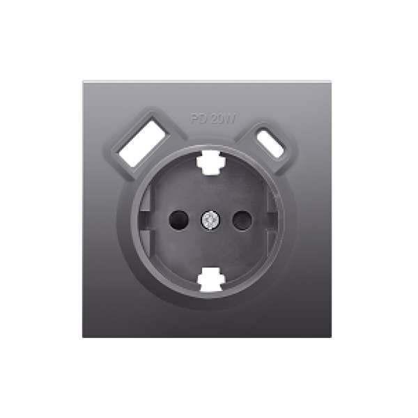 Накладка для розетки Schuko с зарядным устройством USB A+C, с защитными шторками, сталь, серия DA