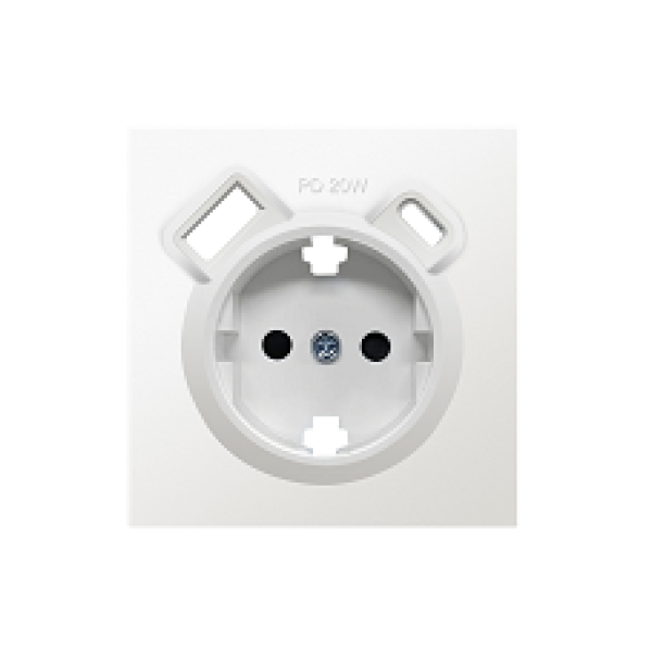 Накладка для розетки Schuko с зарядным устройством USB A+C, с защитными шторками, матовый белый, серия DA