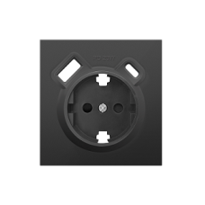 Накладка для розетки Schuko с зарядным устройством USB A+C, с защитными шторками, матовый карбон, серия DA