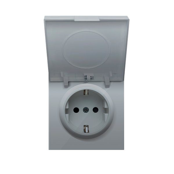 Накладка для розетки Schuko с крышкой, 16A 250 В~, алюминий, серия DA