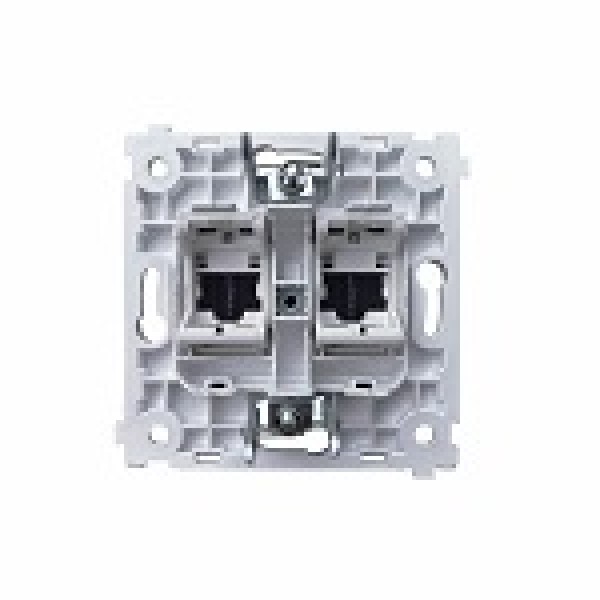 Опорная плата с адаптерами Keystone Black (двойная) для телефонной/компьютерной розетки