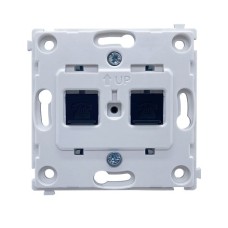 Механизм телефонной розетки RJ11 + RJ11 (двойная) cat.3/ClassE-4/4, серия DA
