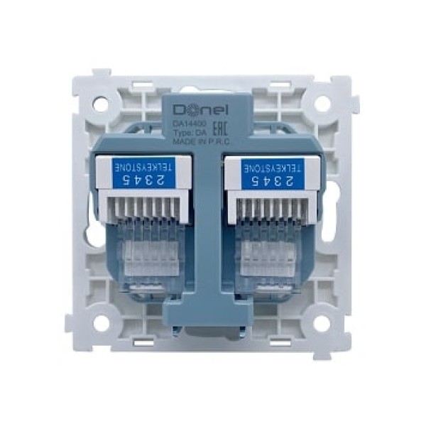 Механизм телефонной розетки RJ11 + RJ11 (двойная) cat.3/ClassE-4/4, серия DA