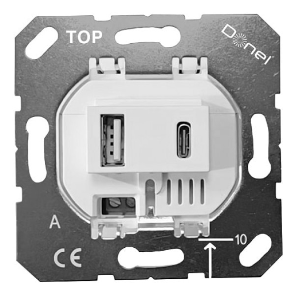 USB зарядное устройство, 3.1A. тип A:max 18W,тип С:max 32W, белый, серия DUSB