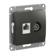 GLOSSA РОЗЕТКА двойная ТВ + компьютерная RJ45, кат. 5Е, механизм, АНТРАЦИТ