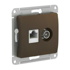 GLOSSA РОЗЕТКА двойная ТВ + компьютерная RJ45, кат. 5Е, механизм, ШОКОЛАД