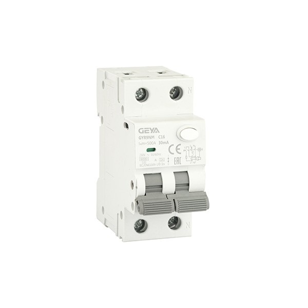 Дифф. авт. выключатель GYR9NM-C32-30mA, 1P+N, 32A, хар-ка C, 6 kA, 30mA, тип A, 2M