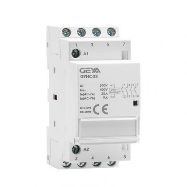Контактор модульный GYHC-4P, 25A, 4NO, 24VAC/DC, 2M