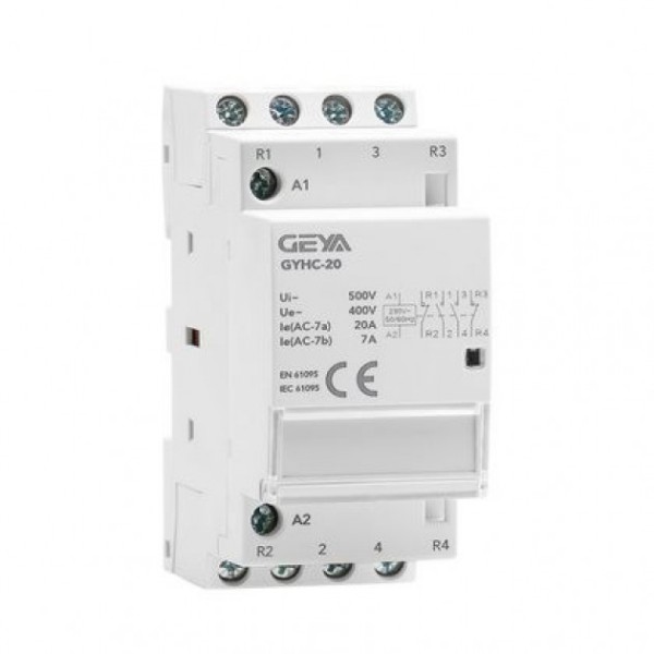 Контактор модульный GYHC-4P, 20A, 2NO+2NC, 230VAC, 2M