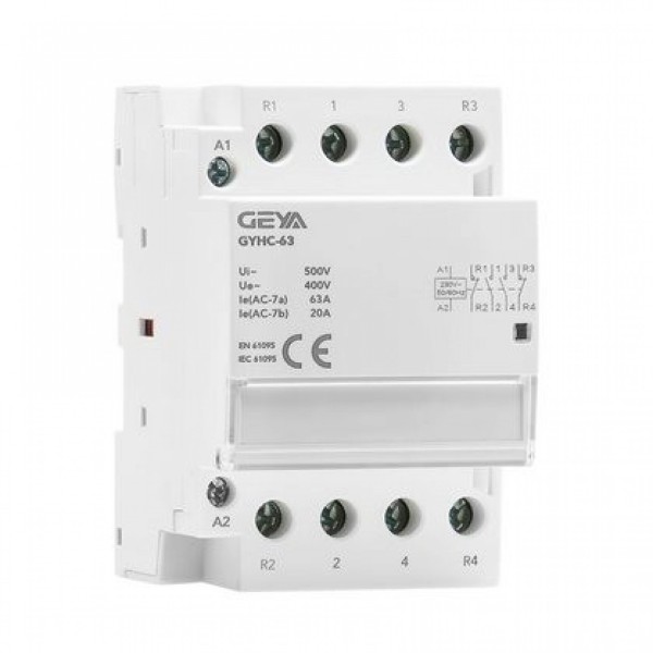 Контактор модульный GYHC-4P, 63A, 2NO+2NC, 24VDC, 3M