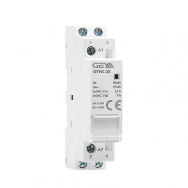 Контактор модульный GYHC-2P, 25A, 2NO, 24VDC, 1M
