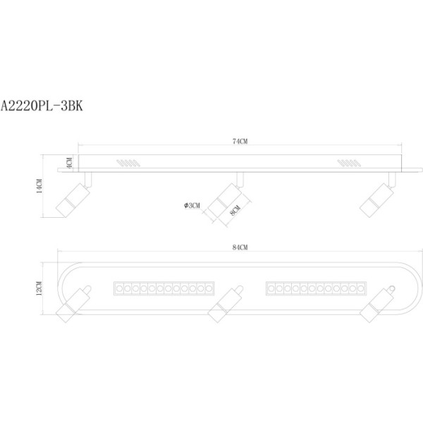 Спот Pisces A2220PL-3BK