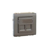 Лицевая панель с суппортом Apolo 5000 для двух коннекторов RJ45 &ndash; графит