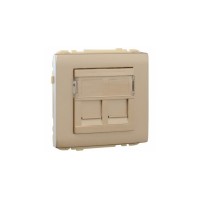 Лицевая панель с суппортом Apolo 5000 для двух коннекторов RJ45 &ndash; платина