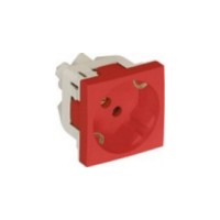 Розетка 2к+З с защитными шторками (45х45) &ndash; красная