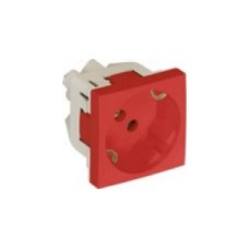 Розетка 2к+З с защитными шторками (45х45) &ndash; красная
