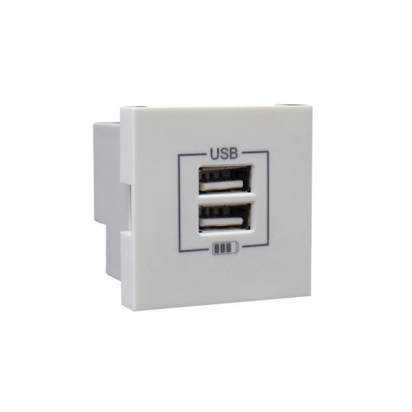 Розетка USB двойная &ndash; зарядная &ndash; белая