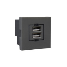 Розетка USB двойная &ndash; зарядная &ndash; серая