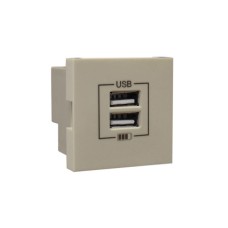 Розетка USB двойная &ndash; зарядная &ndash; бежевая