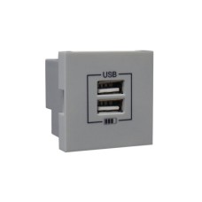 Розетка USB двойная &ndash; зарядная &ndash; серебро