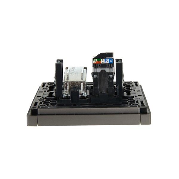 FORTE&PIANO Розетка двойная TV+RJ45 кат.5E FP536 сталь IEK